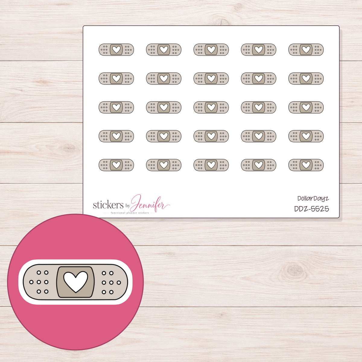DDZ-5525 planner sticker sheet with enlarged sticker detail