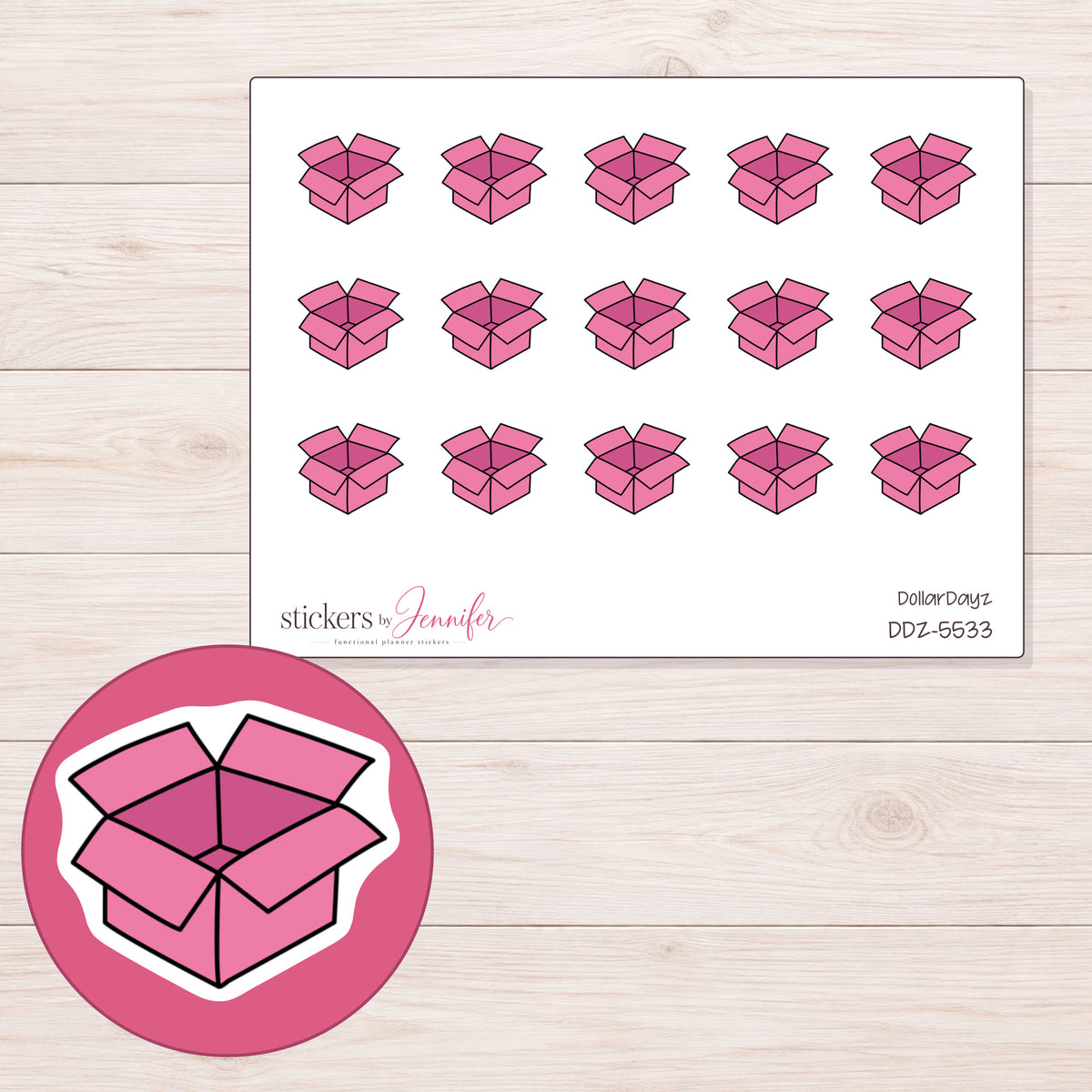 DDZ-5533 planner sticker sheet with enlarged sticker detail