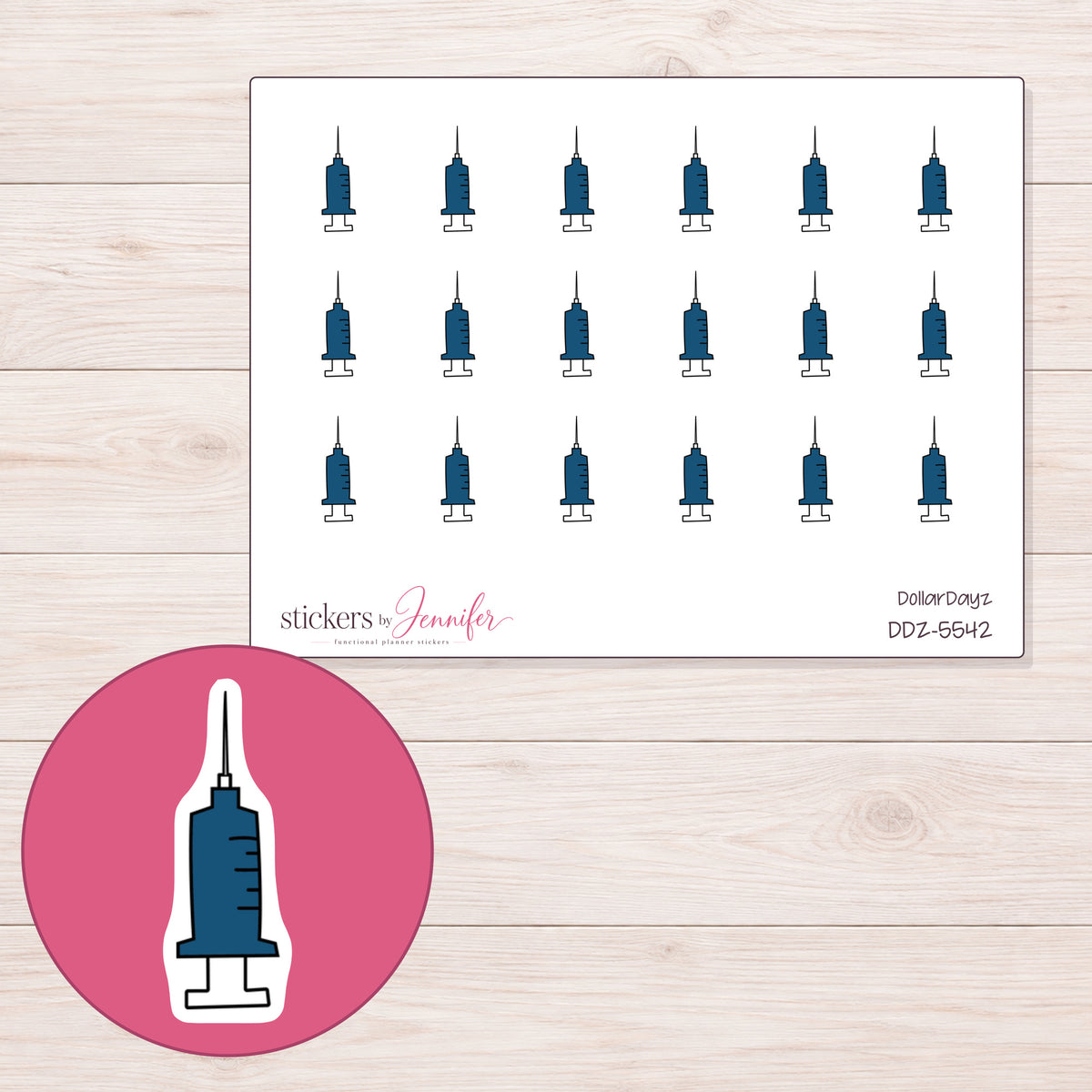 DDZ-5542 planner sticker sheet with enlarged sticker detail