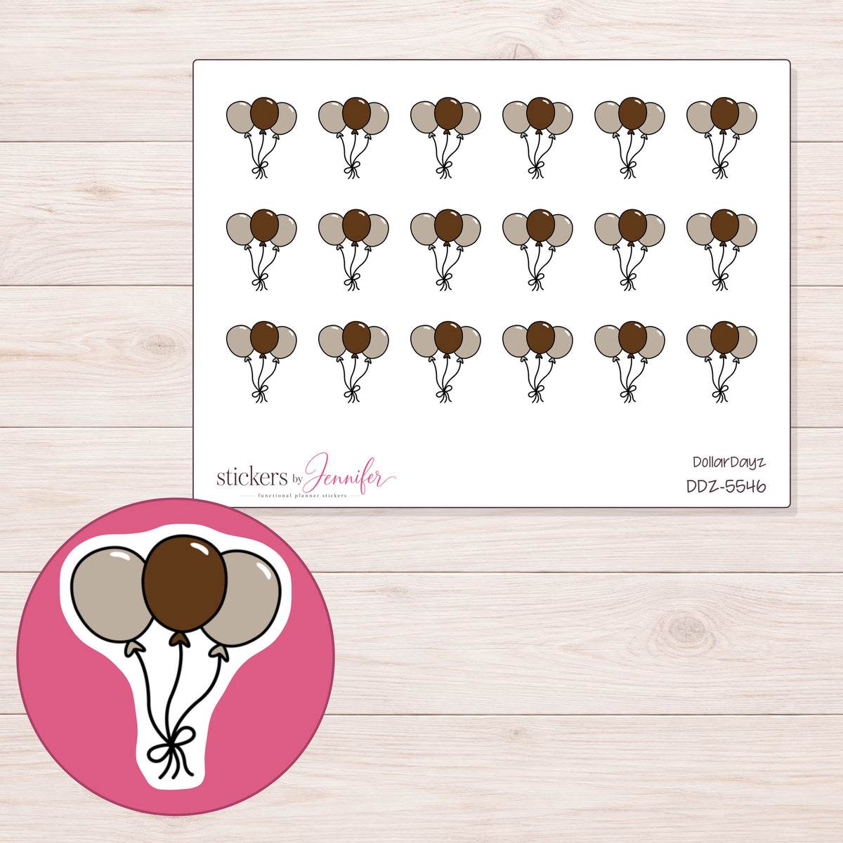 DDZ-5546 planner sticker sheet with enlarged sticker detail