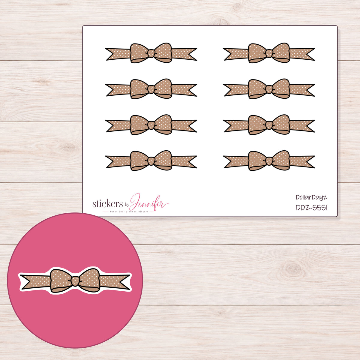DDZ-5551 planner sticker sheet with enlarged sticker detail