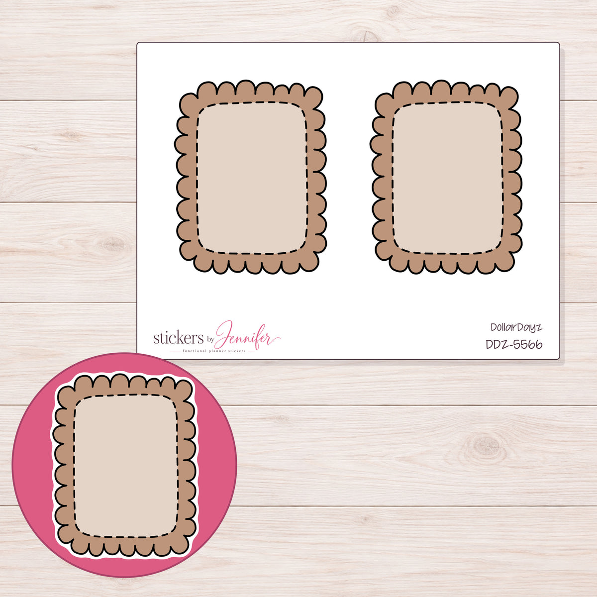 DDZ-5566 planner sticker sheet with enlarged sticker detail