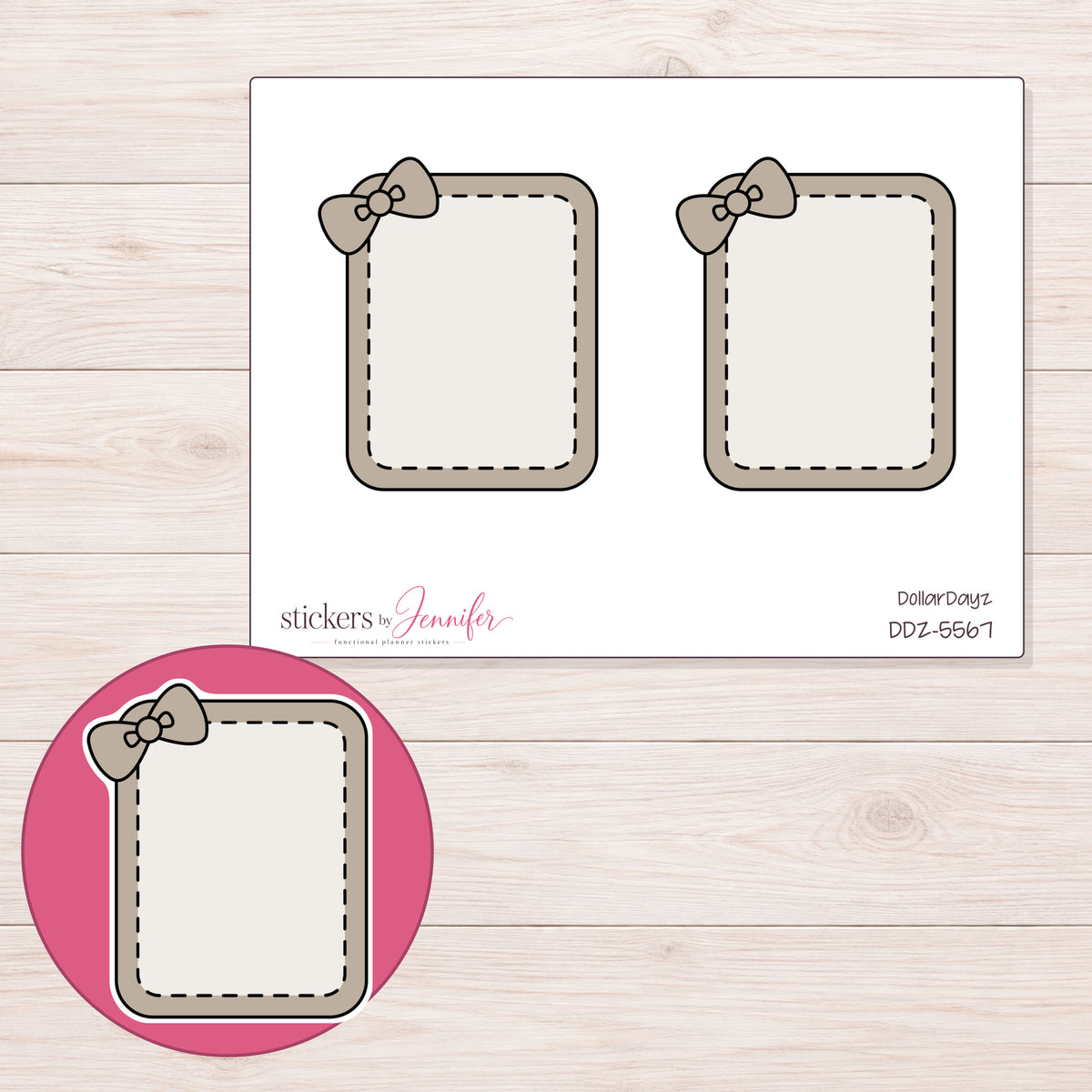 DDZ-5567 planner sticker sheet with enlarged sticker detail