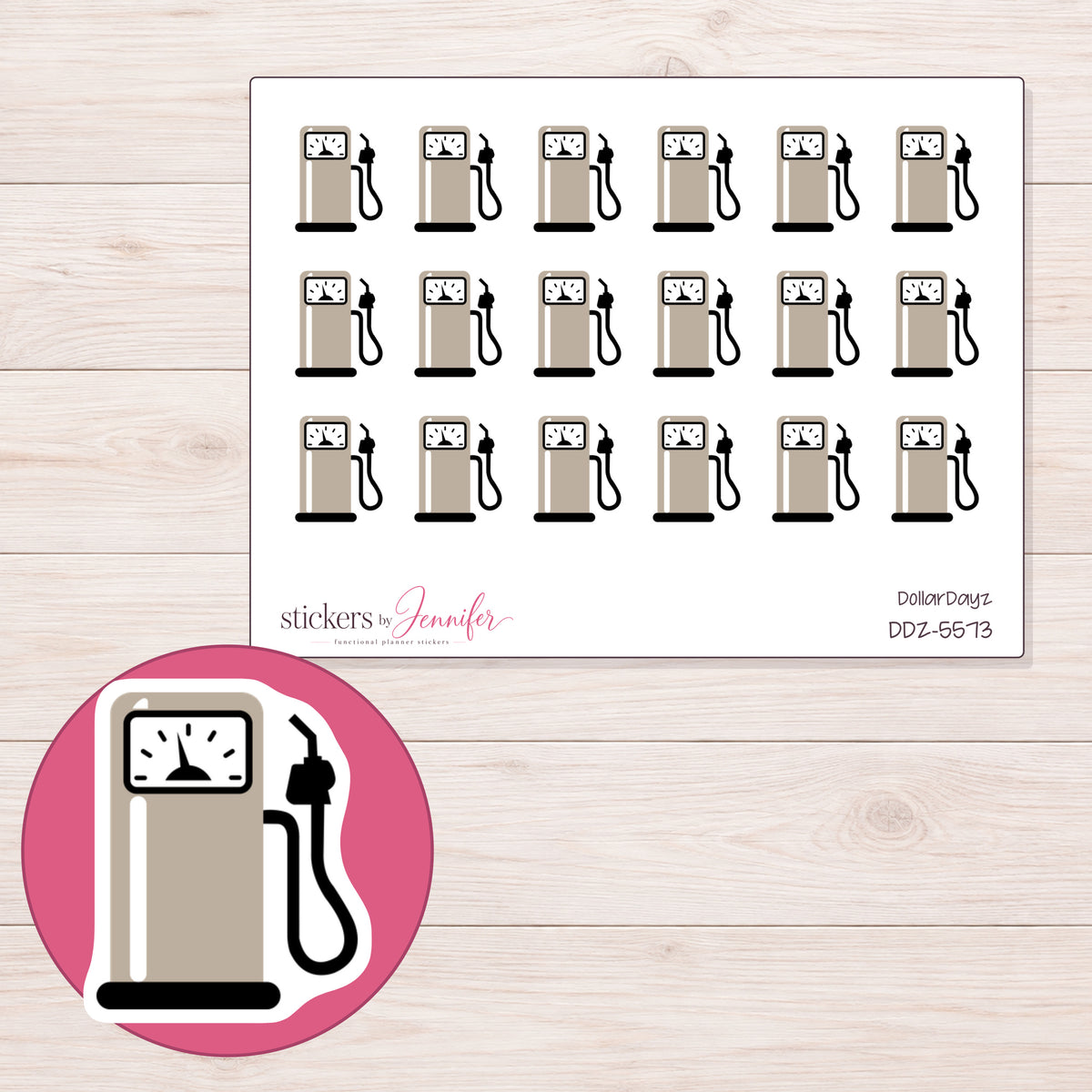 DDZ-5573 planner sticker sheet with enlarged sticker detail