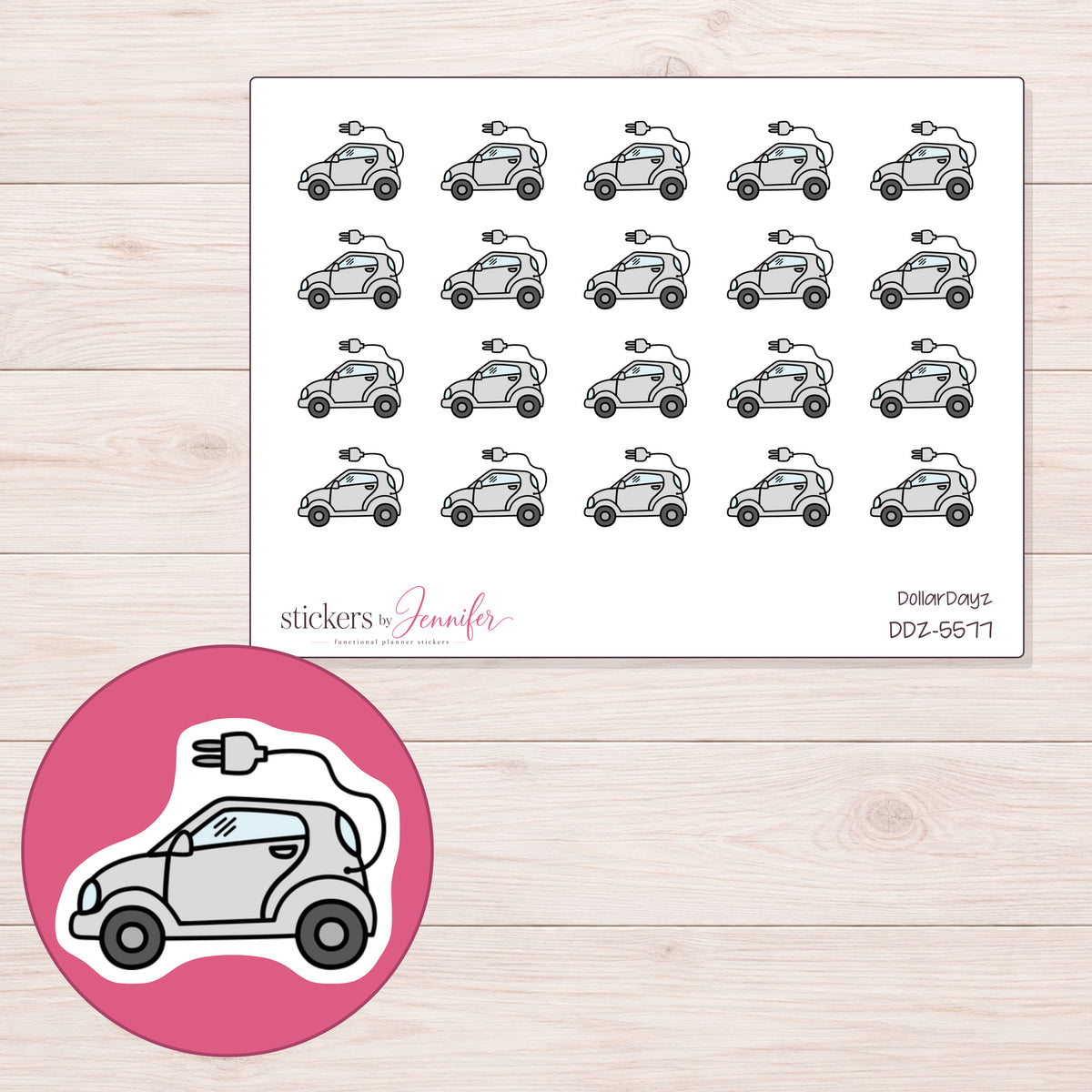DDZ-5577 planner sticker sheet with enlarged sticker detail