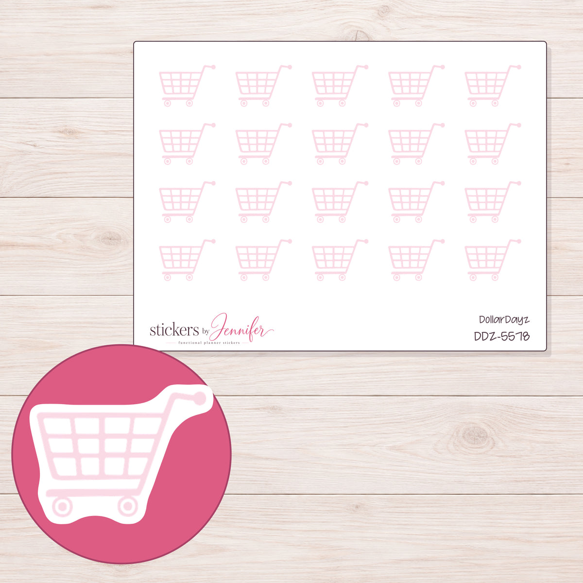 DDZ-5578 planner sticker sheet with enlarged sticker detail