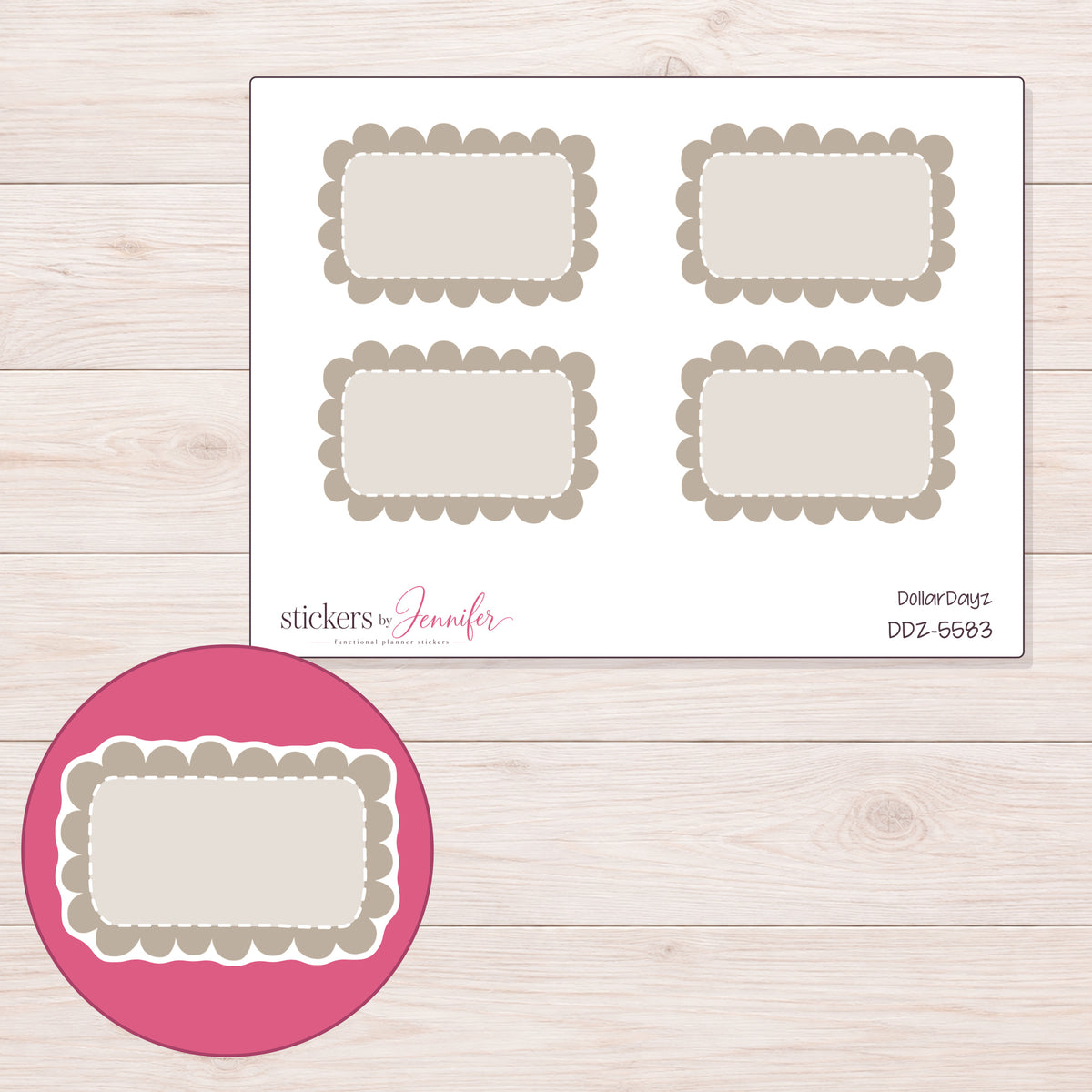 DDZ-5583 planner sticker sheet with enlarged sticker detail