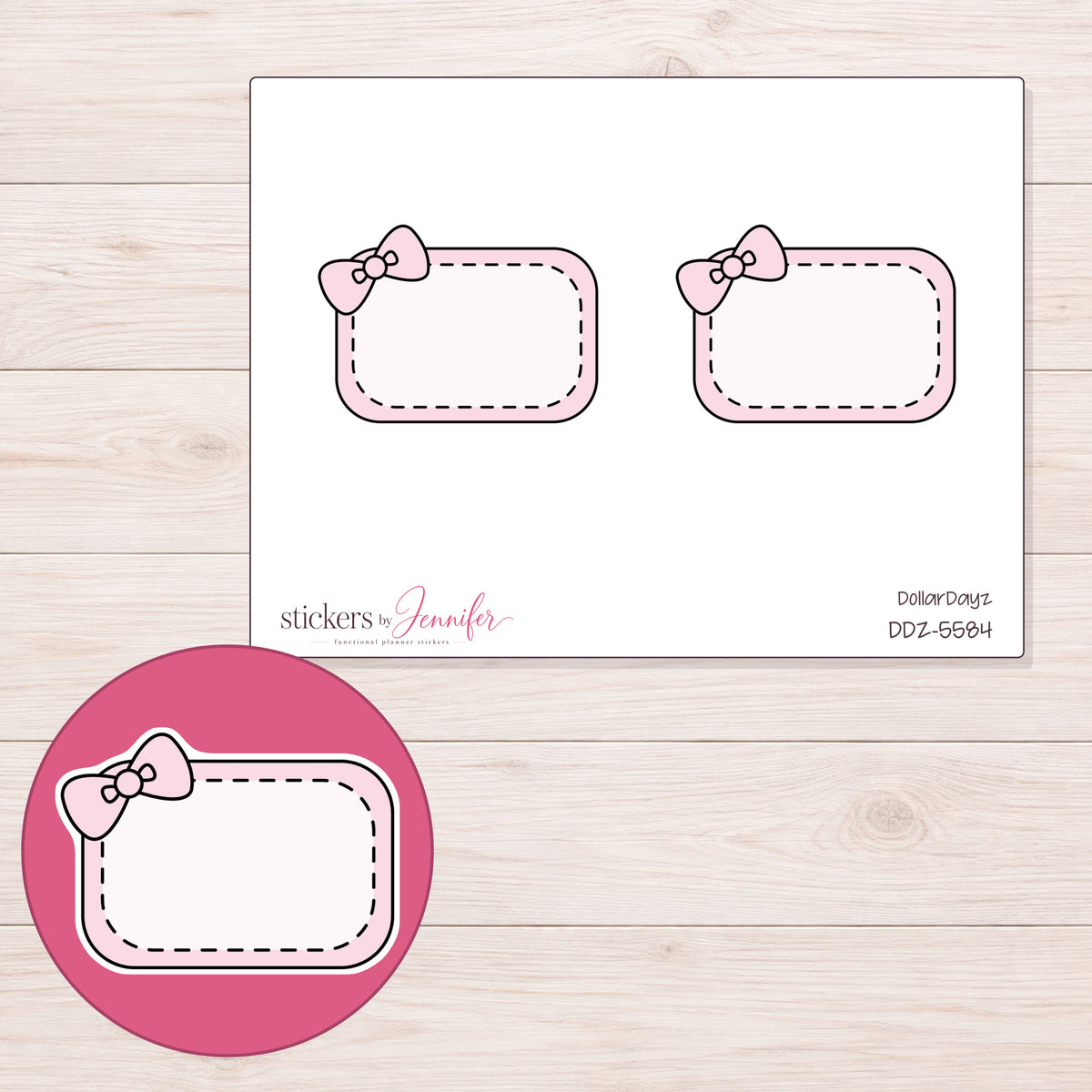 DDZ-5584 planner sticker sheet with enlarged sticker detail