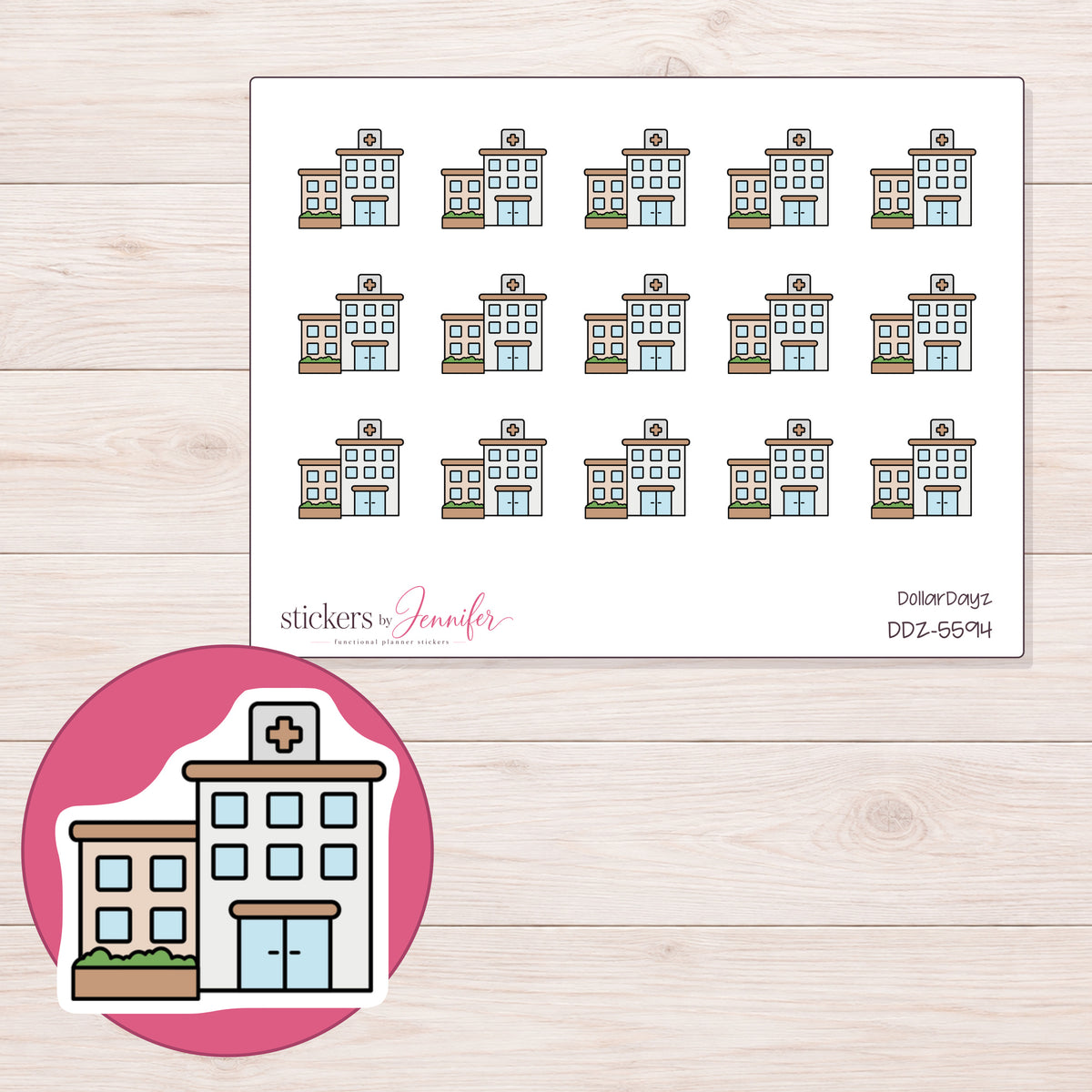 DDZ-5594 planner sticker sheet with enlarged sticker detail