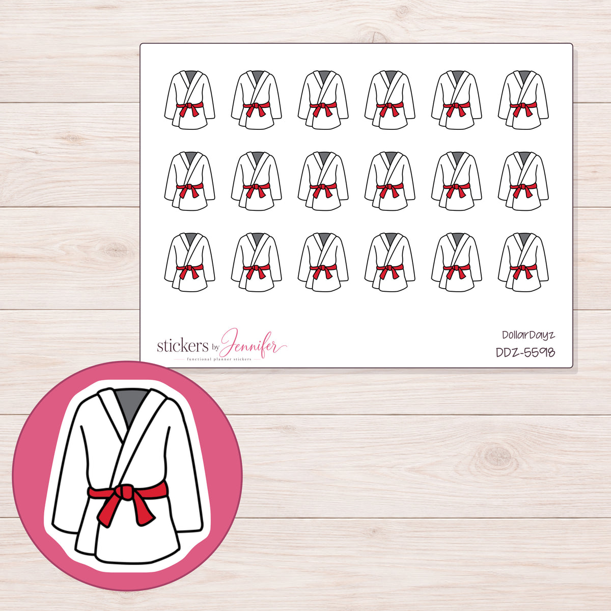 DDZ-5598 planner sticker sheet with enlarged sticker detail