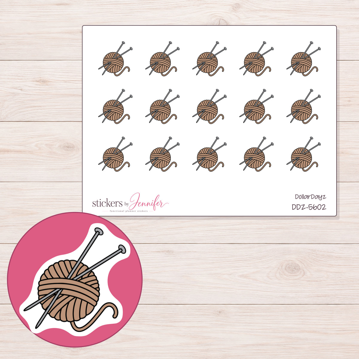 DDZ-5602 planner sticker sheet with enlarged sticker detail