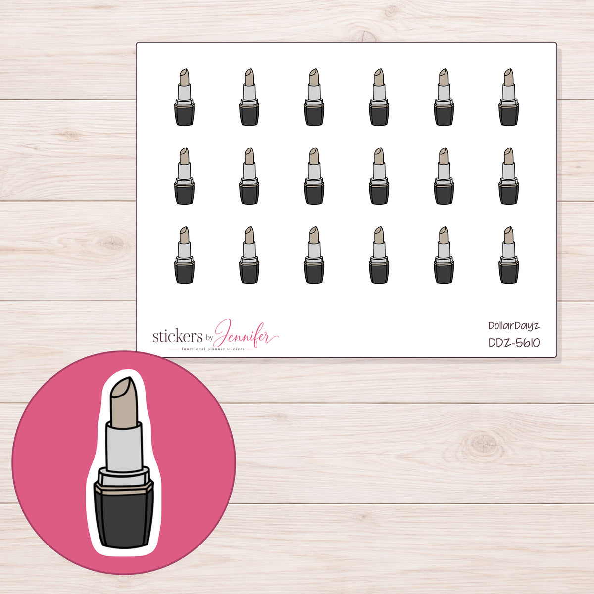DDZ-5610 planner sticker sheet with enlarged sticker detail