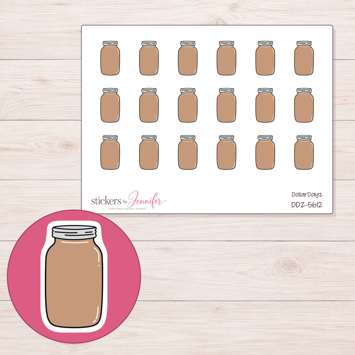 DDZ-5612 planner sticker sheet with enlarged sticker detail