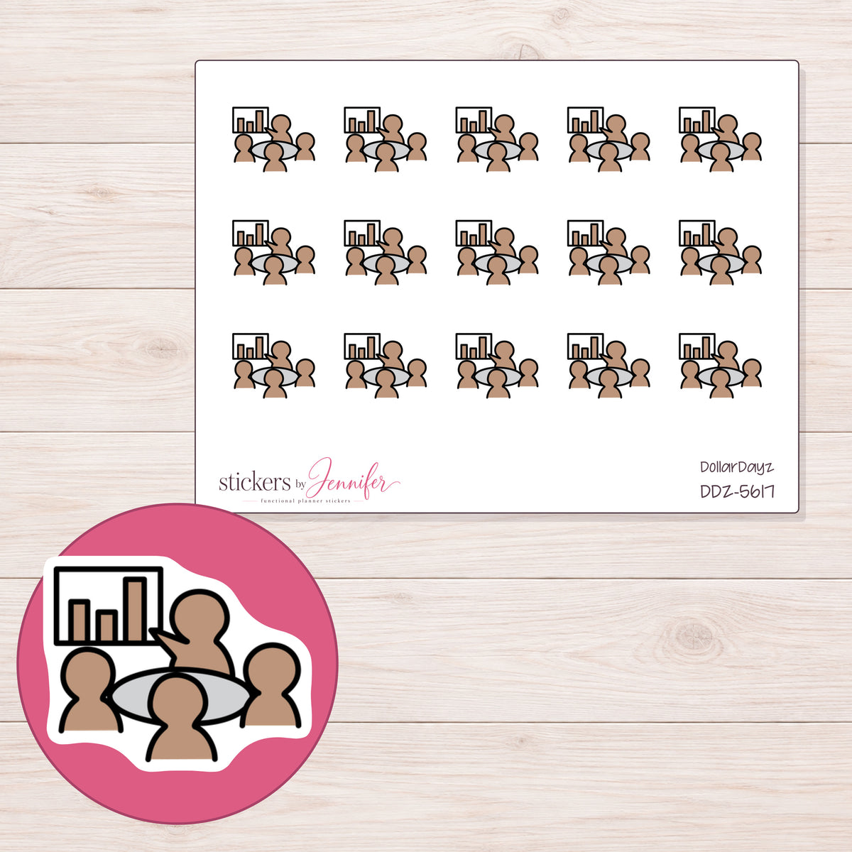 DDZ-5617 planner sticker sheet with enlarged sticker detail