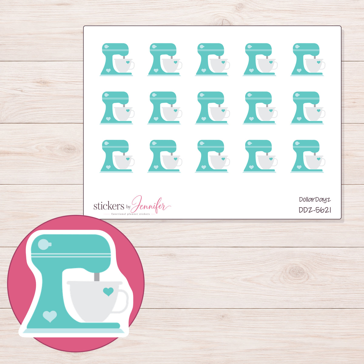 DDZ-5621 planner sticker sheet with enlarged sticker detail