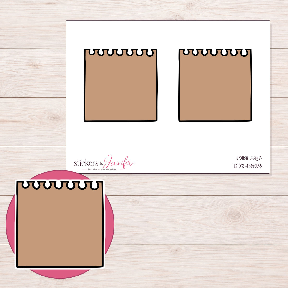 DDZ-5628 planner sticker sheet with enlarged sticker detail