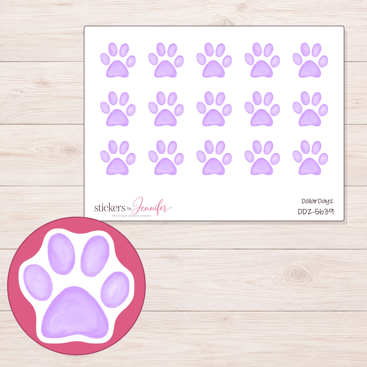 DDZ-5639 planner sticker sheet with enlarged sticker detail