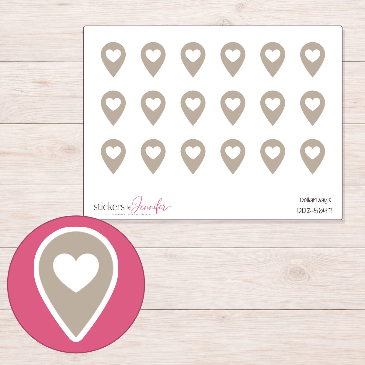 DDZ-5647 planner sticker sheet with enlarged sticker detail