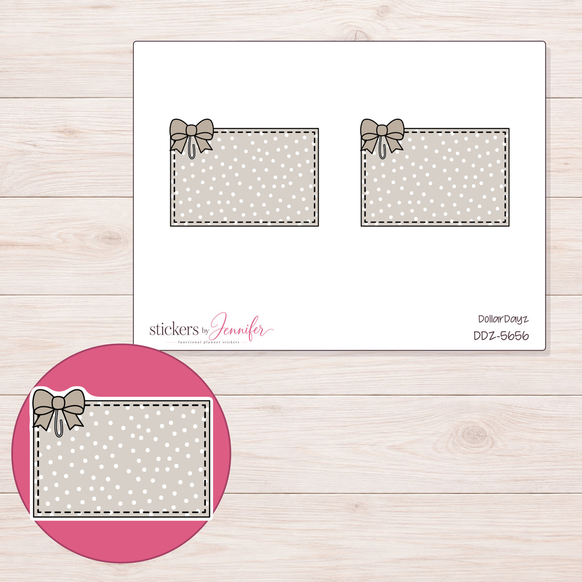 DDZ-5656 planner sticker sheet with enlarged sticker detail