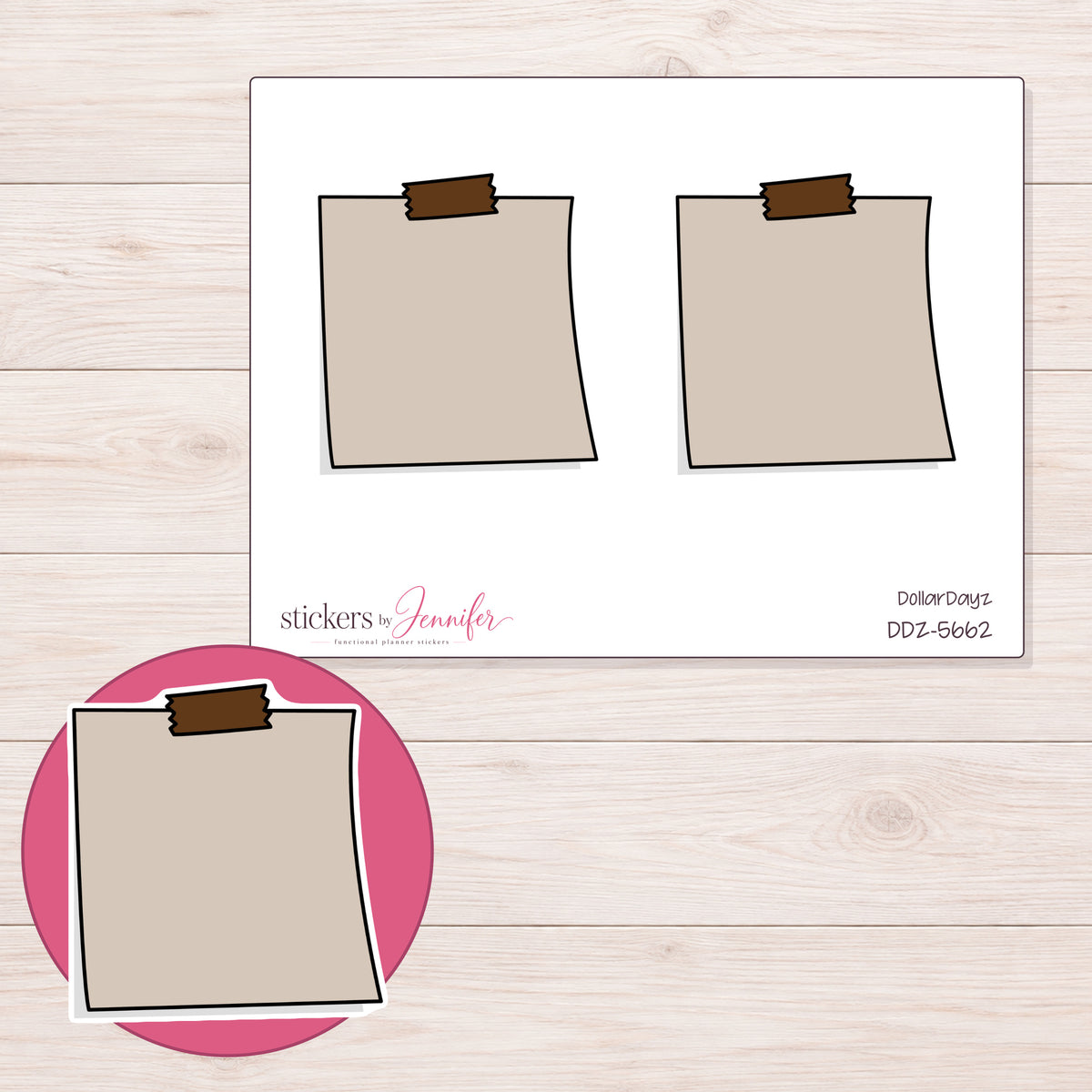 DDZ-5662 planner sticker sheet with enlarged sticker detail