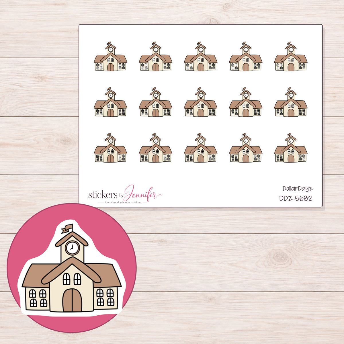 DDZ-5682 planner sticker sheet with enlarged sticker detail