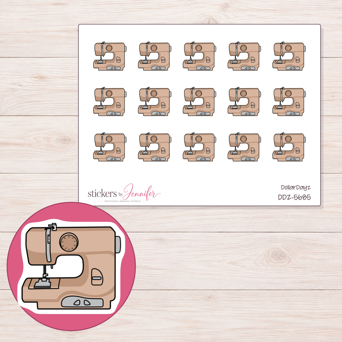 DDZ-5685 planner sticker sheet with enlarged sticker detail