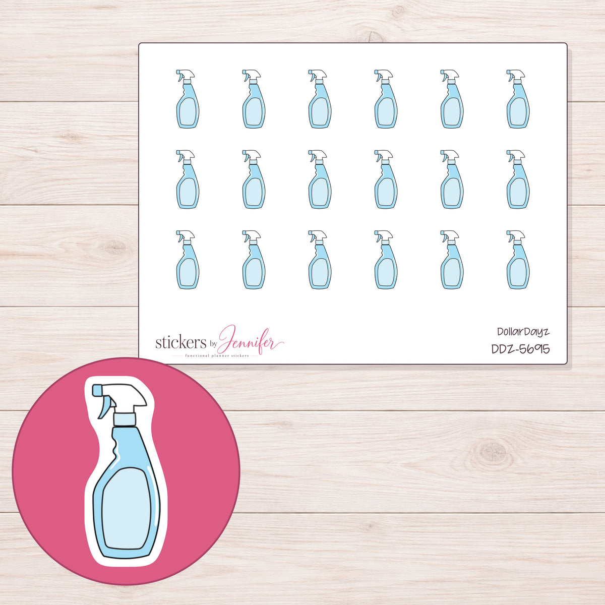 DDZ-5695 planner sticker sheet with enlarged sticker detail