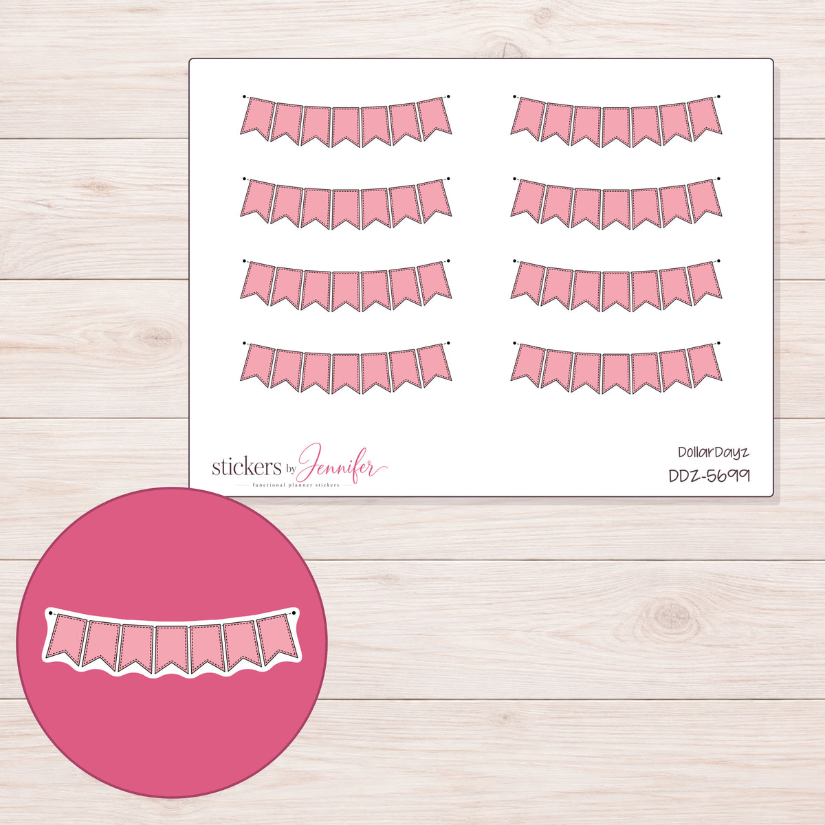 DDZ-5699 planner sticker sheet with enlarged sticker detail