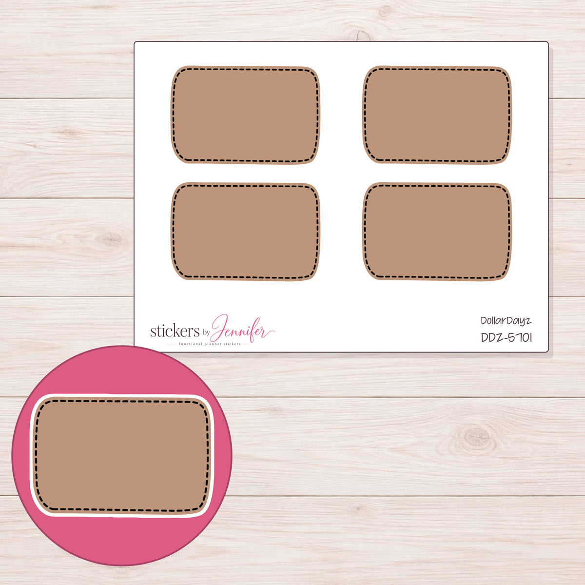 DDZ-5701 planner sticker sheet with enlarged sticker detail