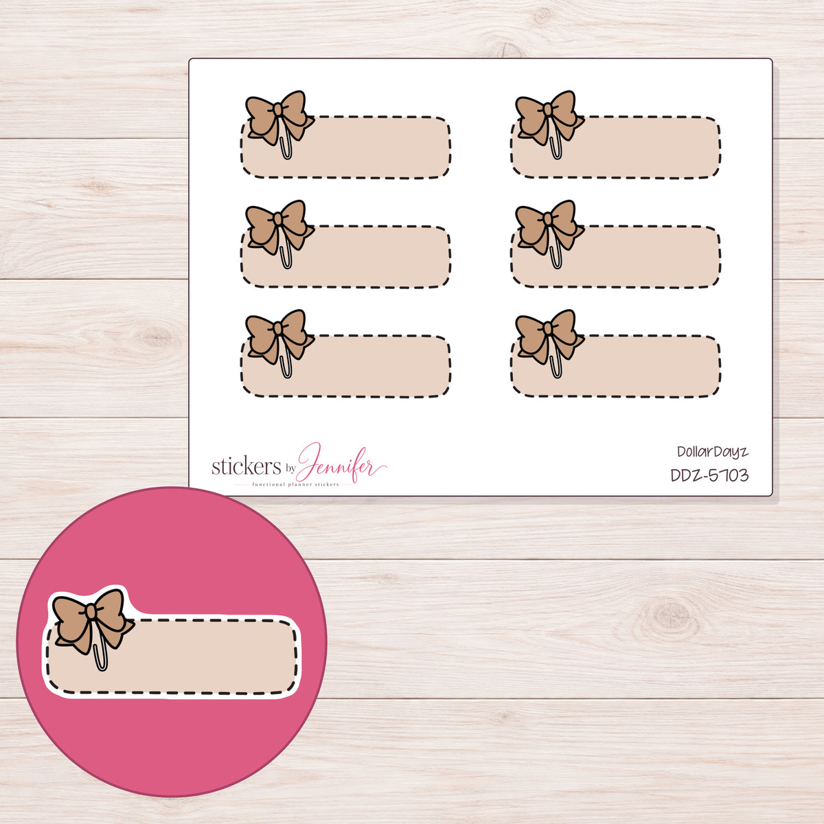 DDZ-5703 planner sticker sheet with enlarged sticker detail