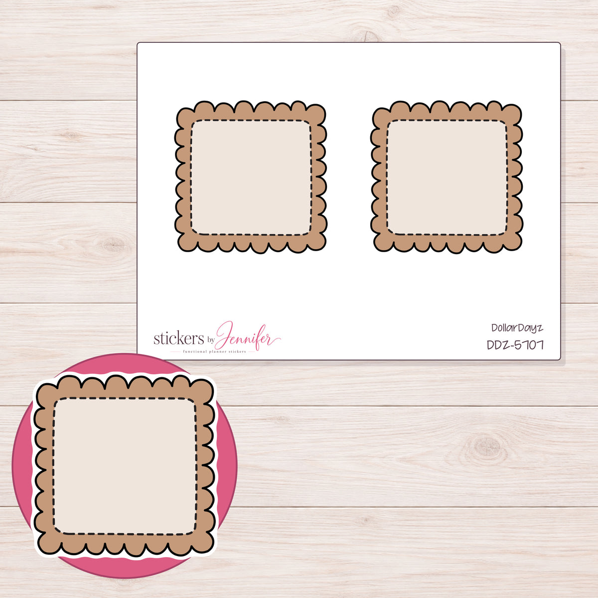 DDZ-5707 planner sticker sheet with enlarged sticker detail