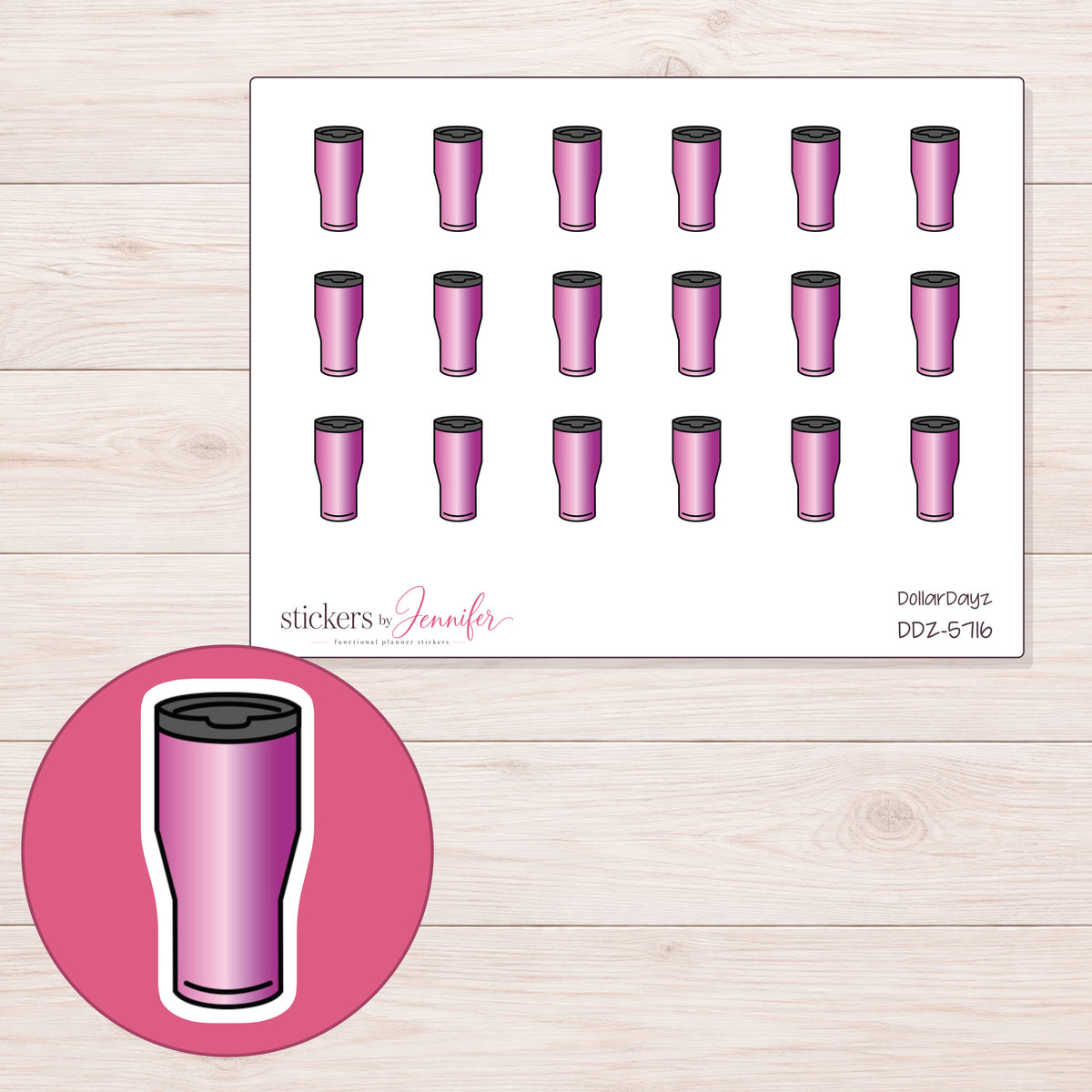 DDZ-5716 planner sticker sheet with enlarged sticker detail