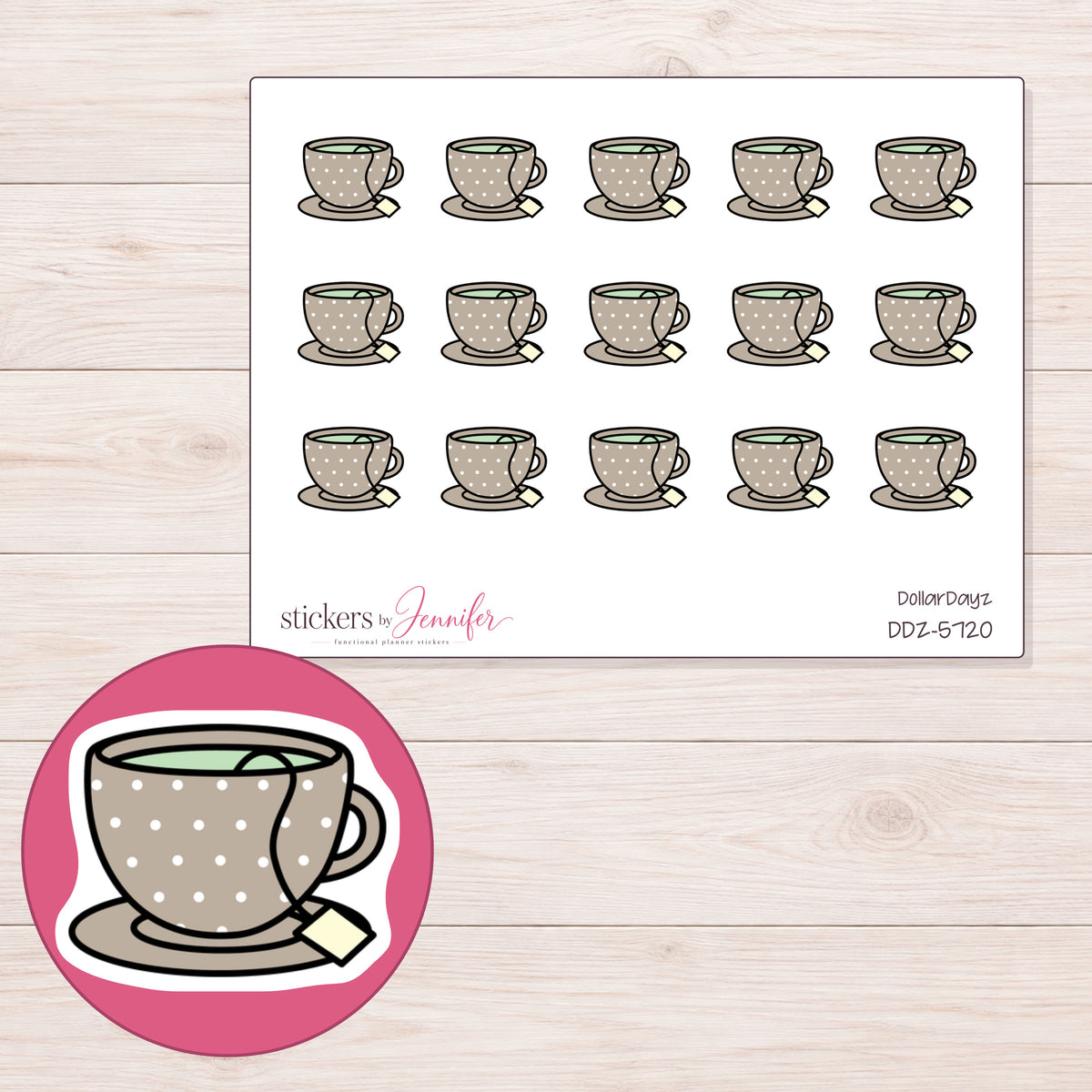 DDZ-5720 planner sticker sheet with enlarged sticker detail