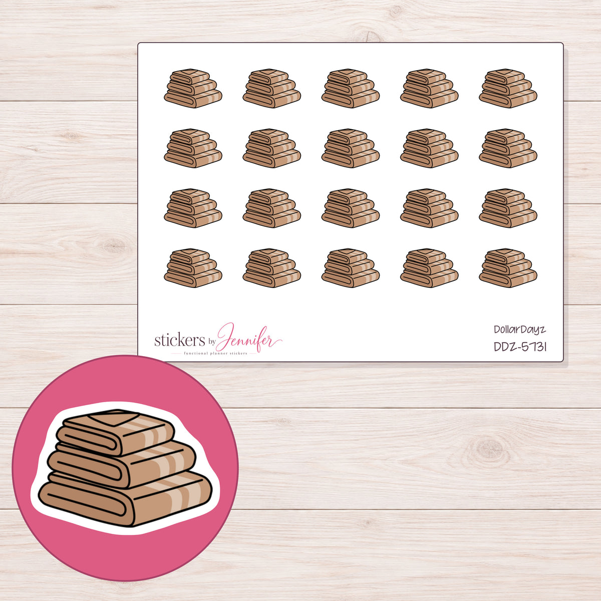 DDZ-5731 planner sticker sheet with enlarged sticker detail