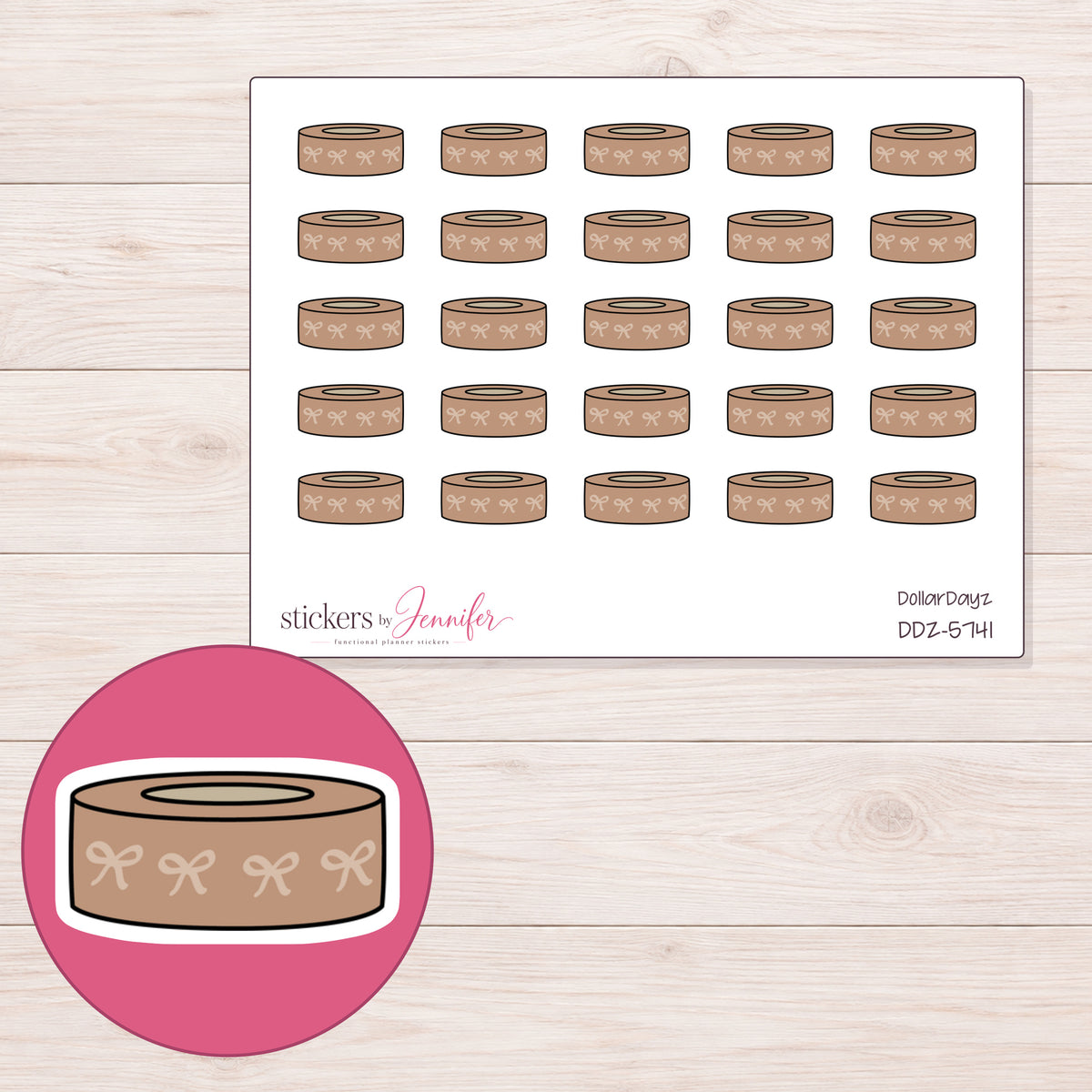 DDZ-5741 planner sticker sheet with enlarged sticker detail