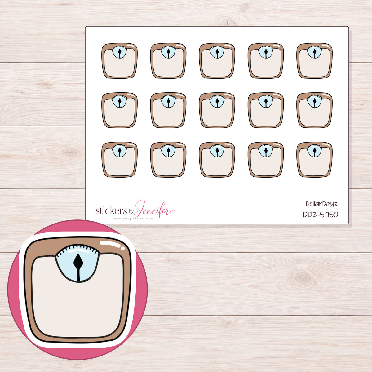 DDZ-5750 planner sticker sheet with enlarged sticker detail