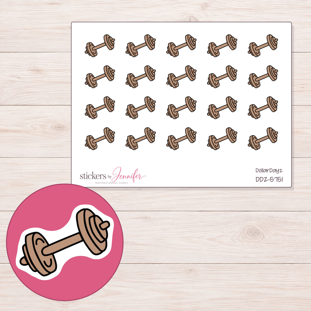 DDZ-5751 planner sticker sheet with enlarged sticker detail