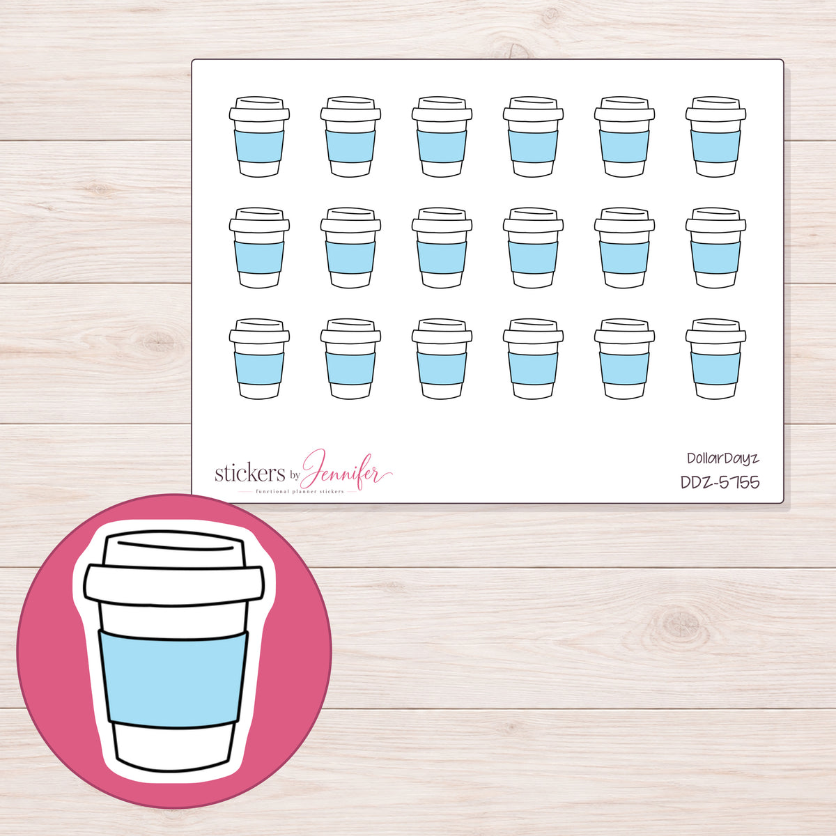 DDZ-5755 planner sticker sheet with enlarged sticker detail