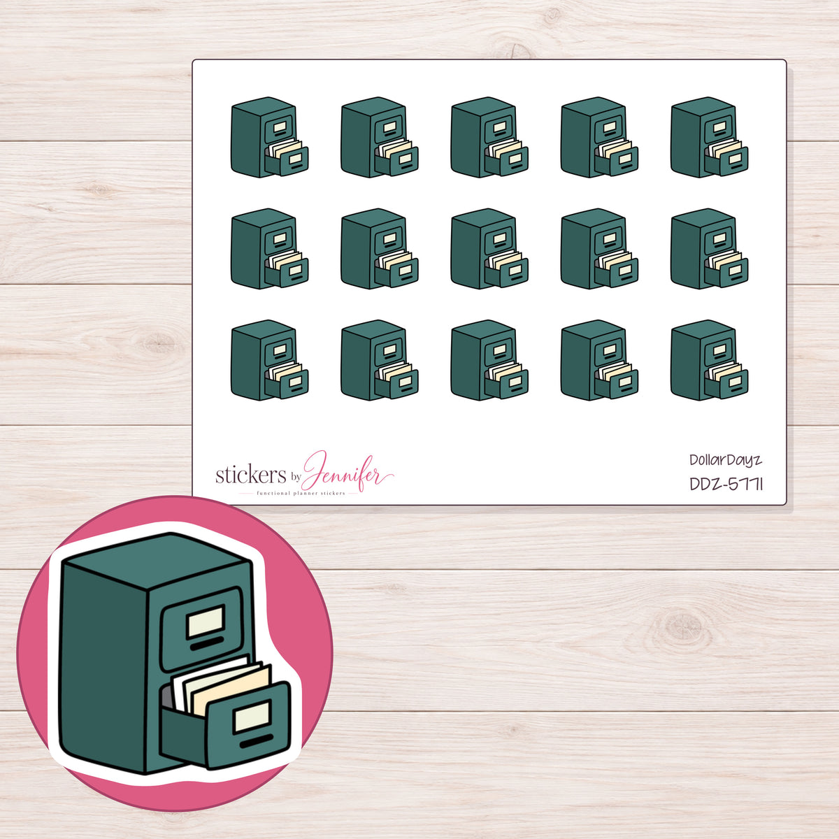 DDZ-5771 planner sticker sheet with enlarged sticker detail