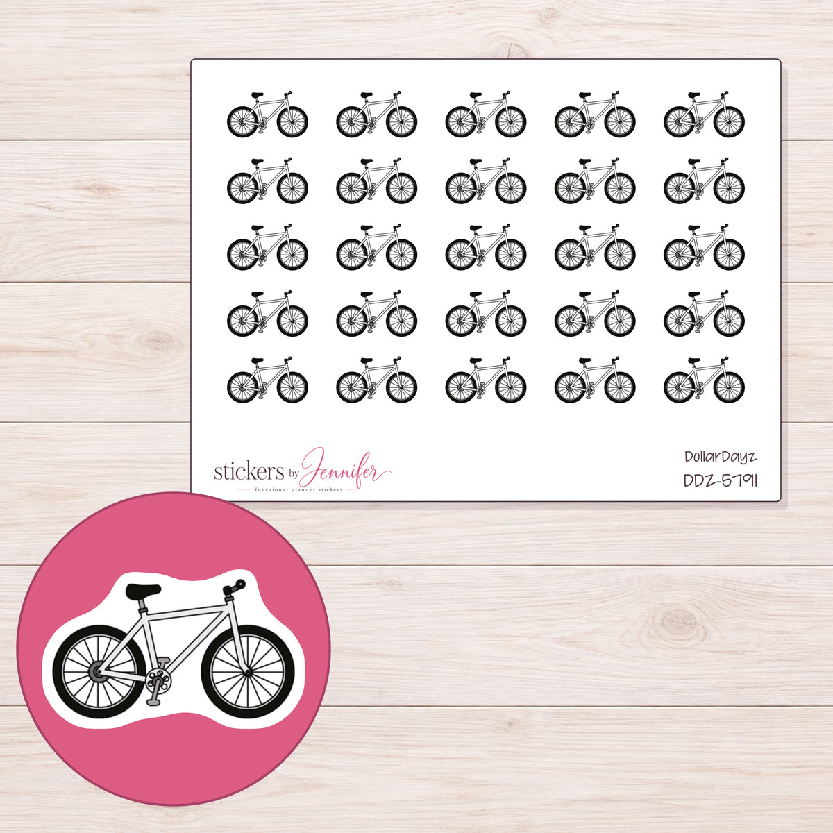 DDZ-5791 planner sticker sheet with enlarged sticker detail