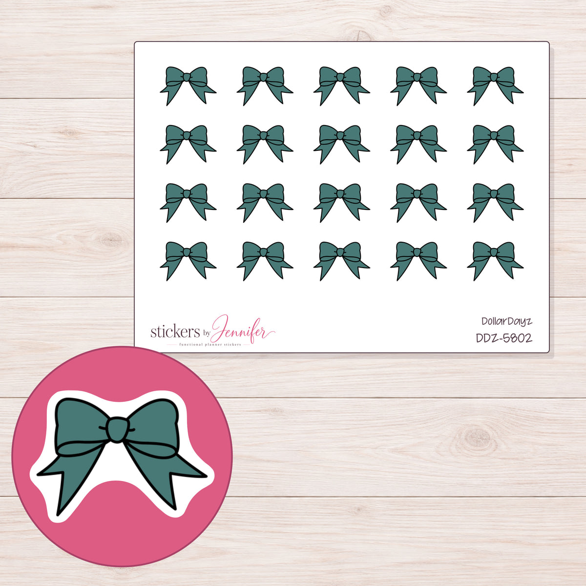 DDZ-5802 planner sticker sheet with enlarged sticker detail