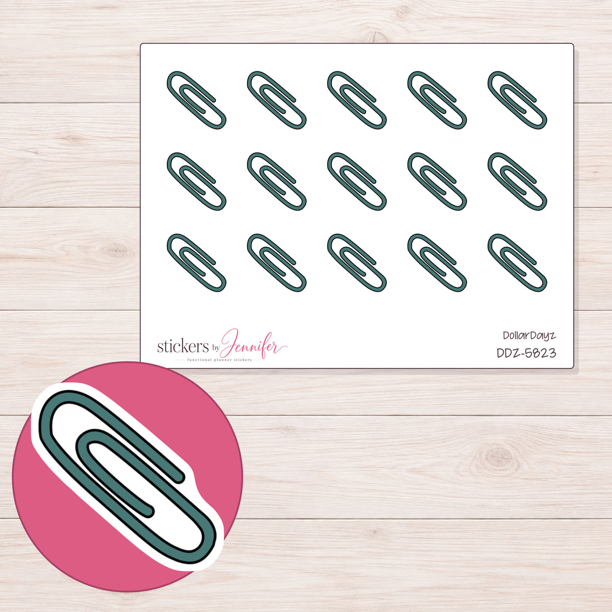 DDZ-5823 planner sticker sheet with enlarged sticker detail