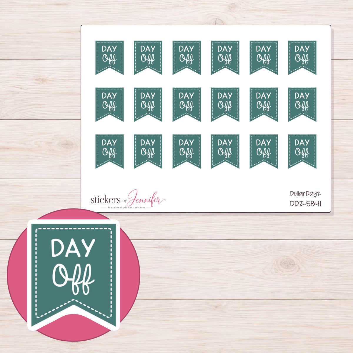 DDZ-5841 planner sticker sheet with enlarged sticker detail