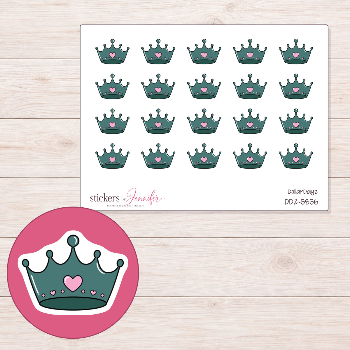 DDZ-5856 planner sticker sheet with enlarged sticker detail