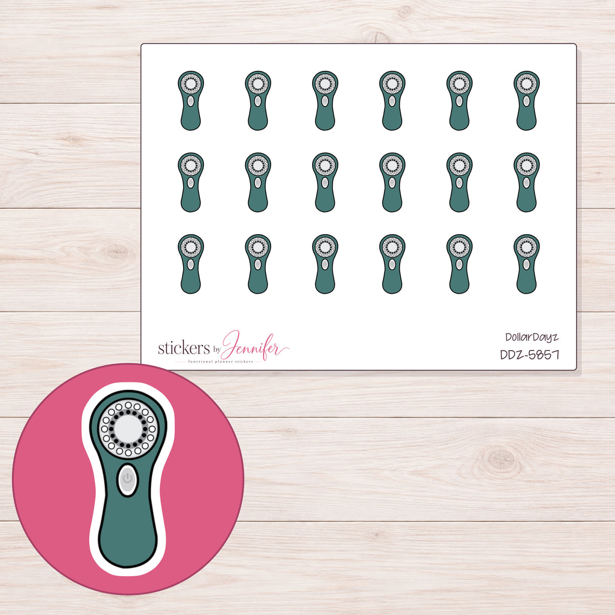 DDZ-5857 planner sticker sheet with enlarged sticker detail
