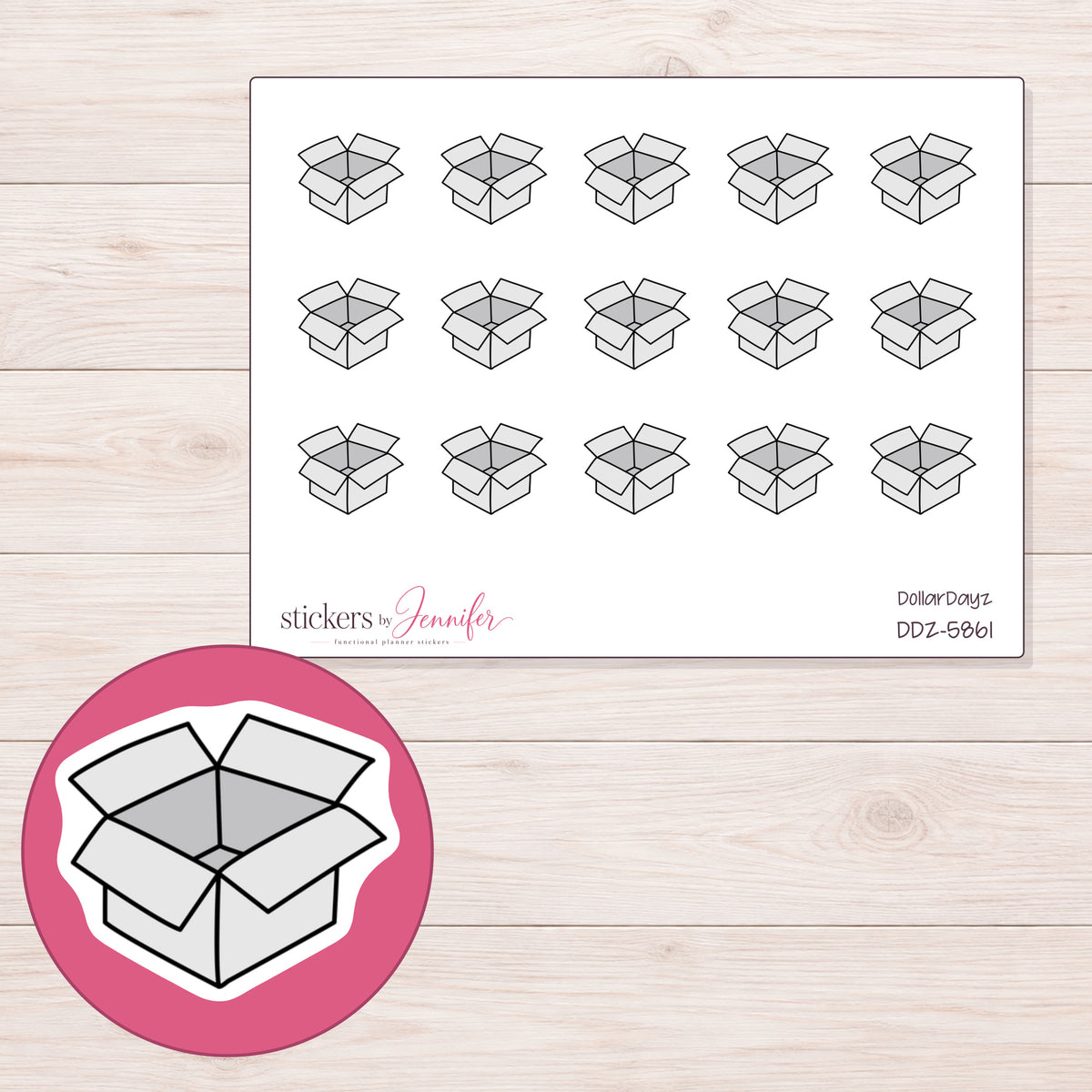 DDZ-5861 planner sticker sheet with enlarged sticker detail