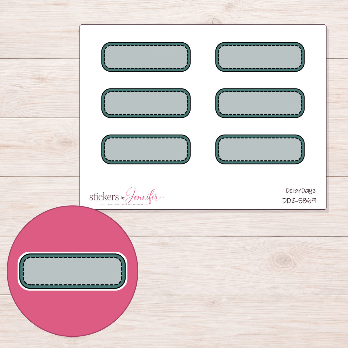 DDZ-5869 planner sticker sheet with enlarged sticker detail