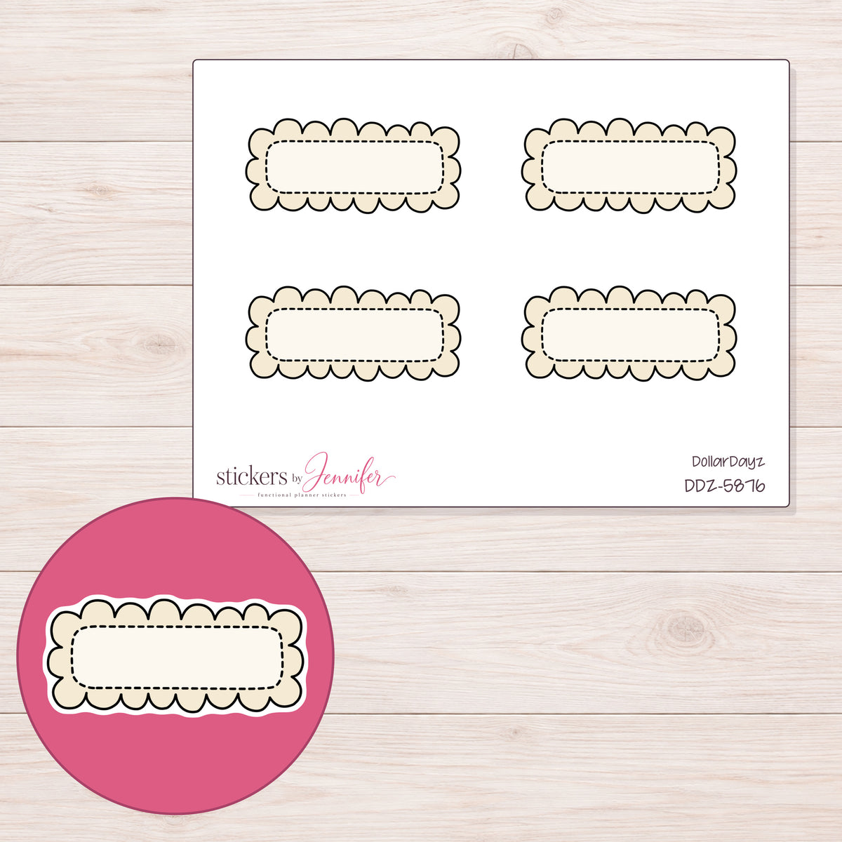 DDZ-5876 planner sticker sheet with enlarged sticker detail