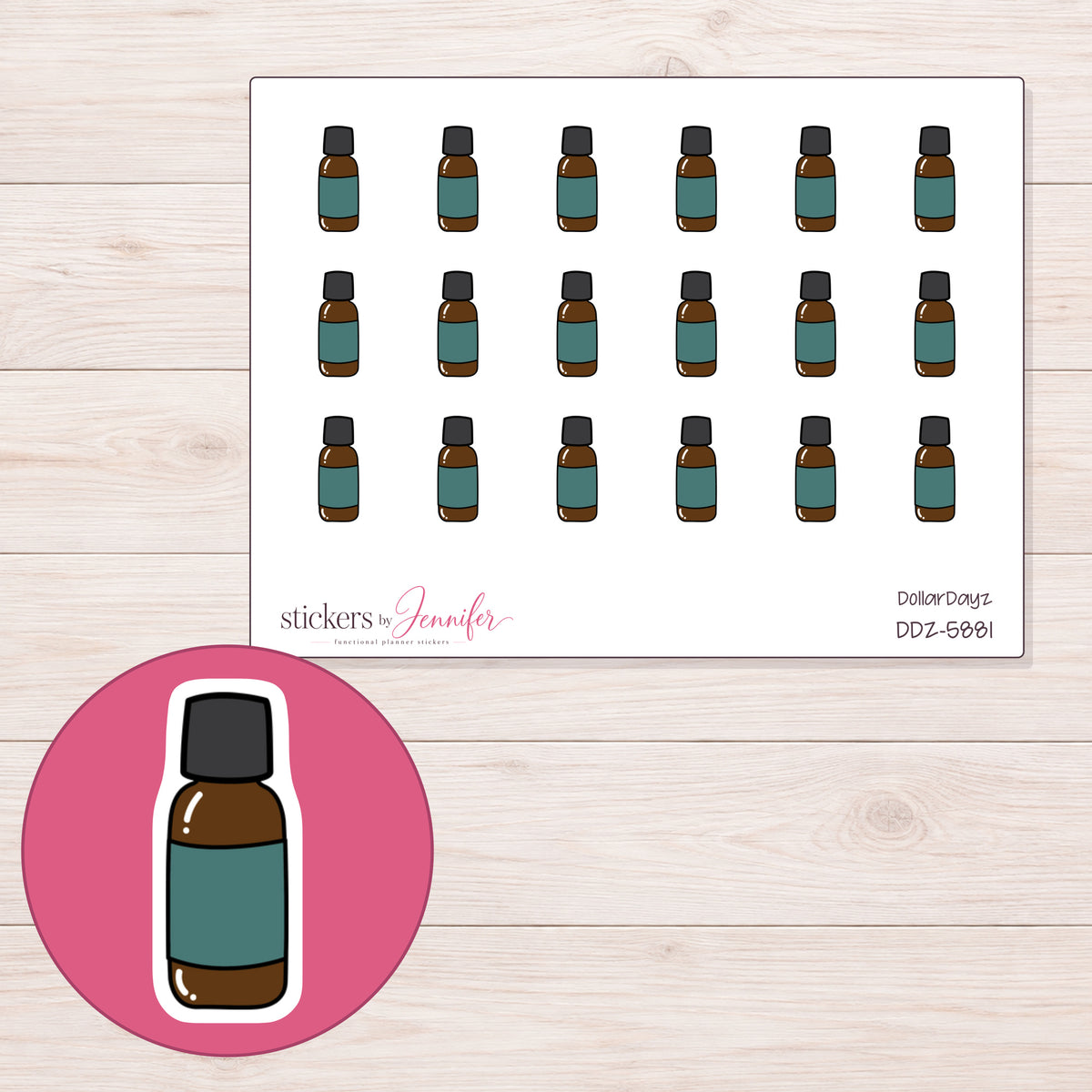 DDZ-5881 planner sticker sheet with enlarged sticker detail