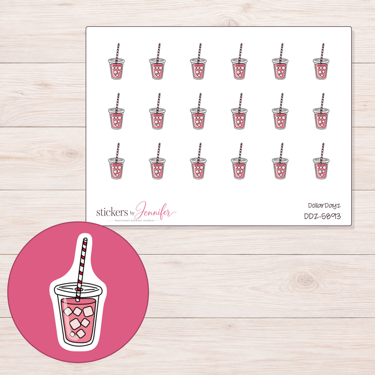 DDZ-5893 planner sticker sheet with enlarged sticker detail